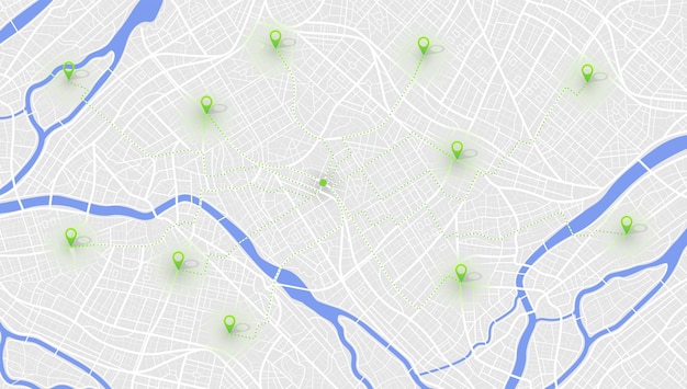 GPS-Kartennavigation zum eigenen Haus Detaillierte Ansicht der Stadt Dekorative grafische Touristenkarte