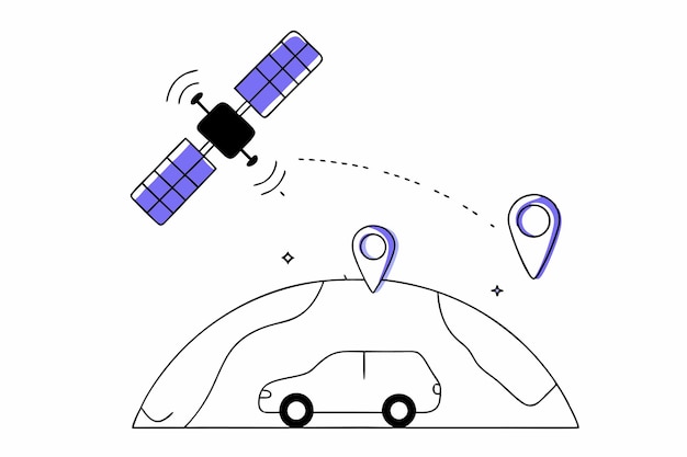 GPS-Lokalisierungs-Satellitendienst-Vektor auf weißem Hintergrund