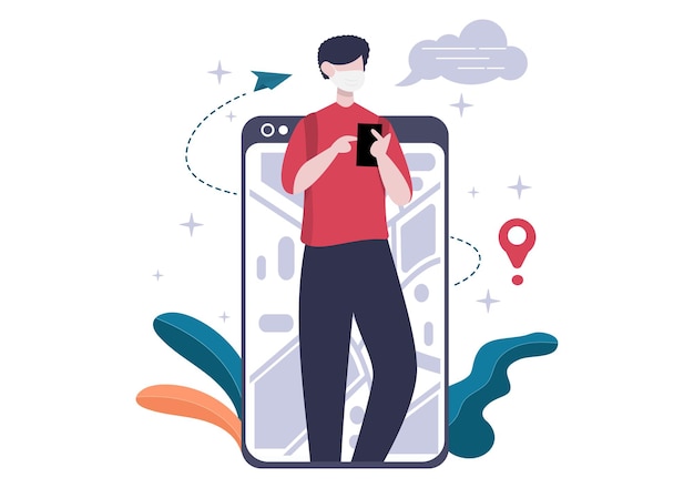 GPS-Navigationskarte und Kompass bei der Standortsuche-Anwendung Zeigt die Position oder Route an, die Sie fahren. Hintergrund-Vektor-Illustration