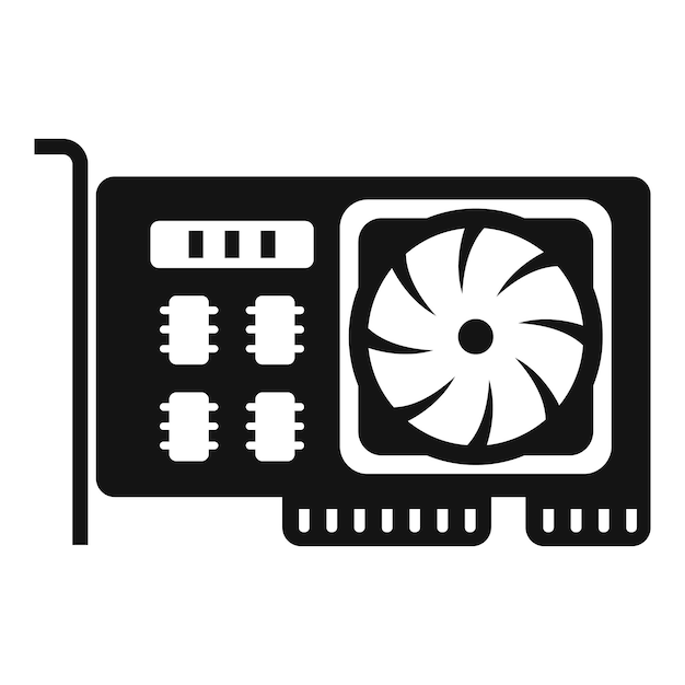 GPU-Kartenkühler-Symbol, einfacher Vektor, CPU-Chip-Hardware-Anzeige