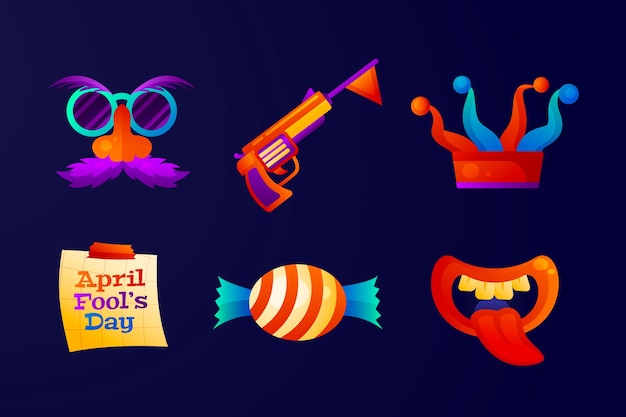 Gradient April Fools' Day Design Elemente Sammlung.