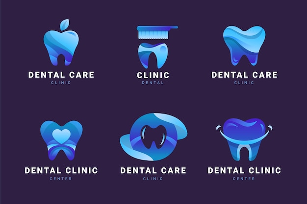 Gradient dental logo template set