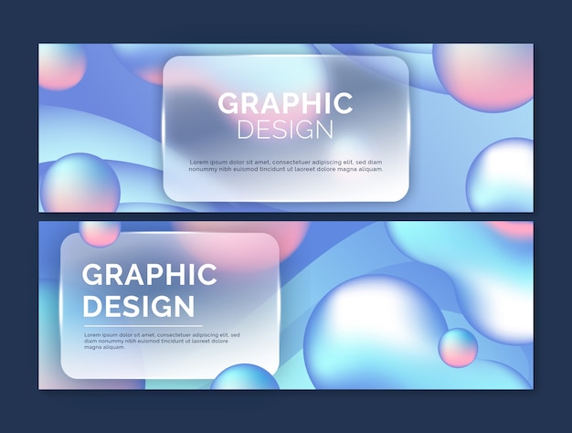 Vektor gradient glassmorphism banner-set