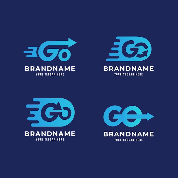 Vektor gradient go logo-vorlagen-set