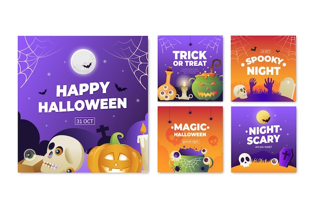Gradient Halloween Instagram Posts Sammlung