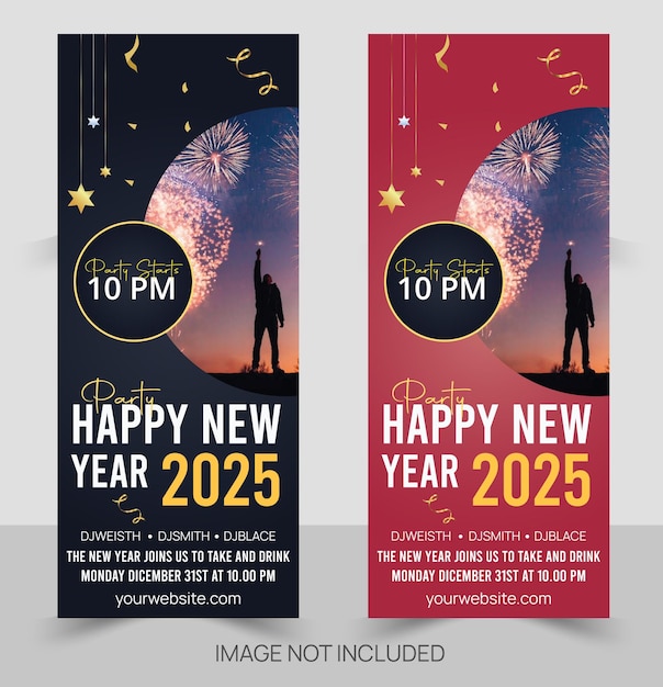 Gradient Happy New Year Rollup Banner Design-Vorlage