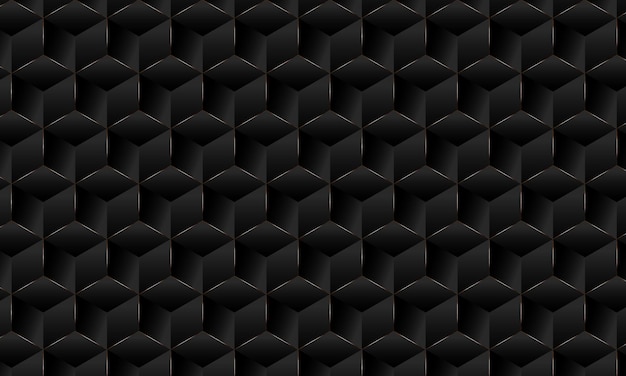 Gradient Hexagonic Cube Schwarzer goldener Luxushintergrund
