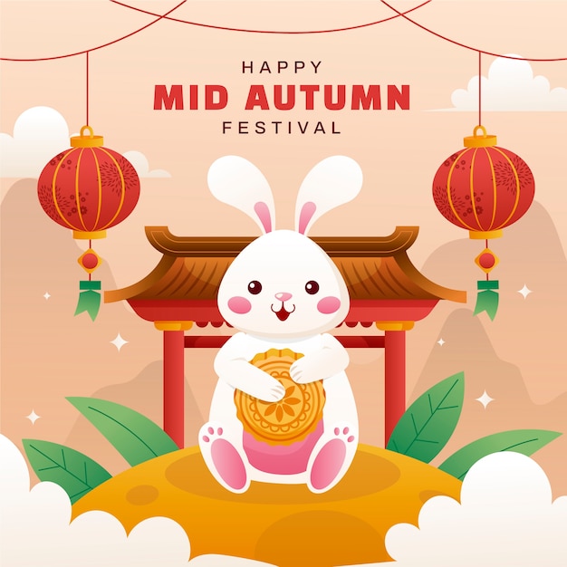 Gradient-Illustration für die chinesische Mitte-Herbst-Festival-Feier