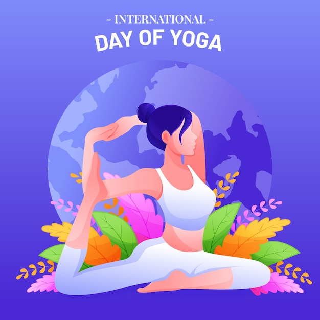 Gradient internationaler tag der yoga-illustration