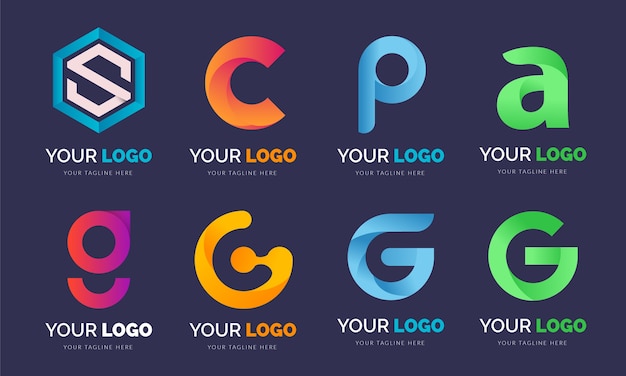 Gradient letter logo set bundle konzeptdesign