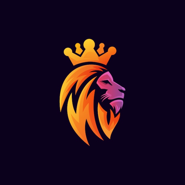 Gradient lion king kopf logo premium vektor