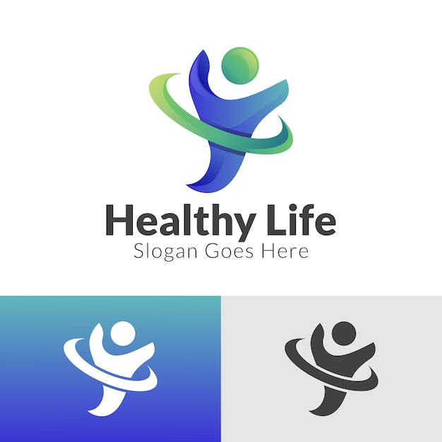 Gradient logo-design der gesundheitsversorgung und des gesunden lebens des menschen