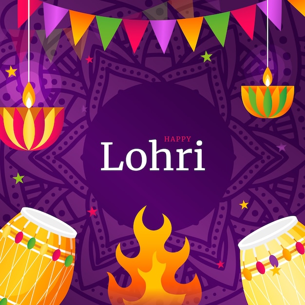 Vektor gradient lohri festival feier illustration