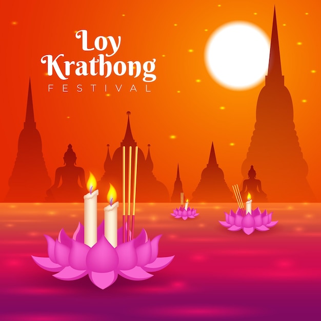 Gradient Loy Krathong Konzept