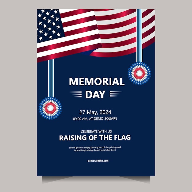 Gradient Memorial Day USA vertikale Postervorlage