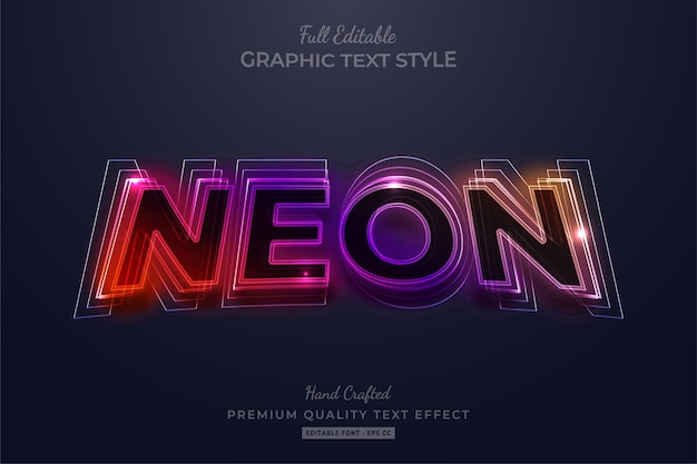 Gradient neon editable text style effect premium