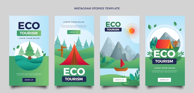 Gradient Ökotourismus Instagram-Geschichten-Sammlung