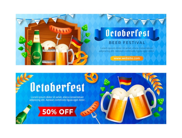 Vektor gradient oktoberfest horizontale banner eingestellt