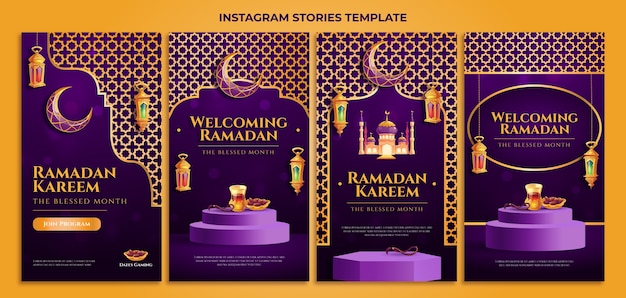 Vektor gradient ramadan instagram geschichten sammlung