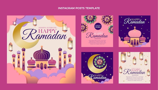 Vektor gradient ramadan instagram posts sammlung