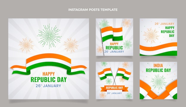 Vektor gradient republic day instagram posts sammlung