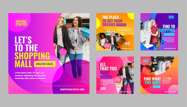 Gradient Shopping Center Instagram-Posts