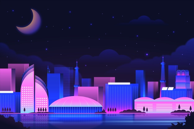 Gradient-Stadt-Nacht-Illustration