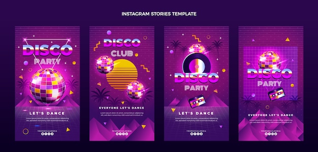 Vektor gradient vaporwave disco party instagram geschichten