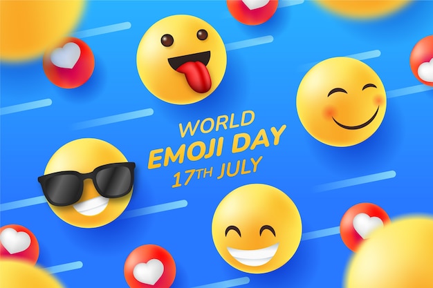 Vektor gradient welt emoji tag hintergrund mit emoticons
