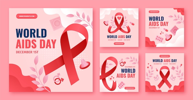 Gradient World Aids Day Instagram Posts Sammlung