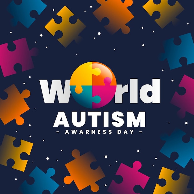 Gradient World Autism Awareness Day Illustration mit Puzzleteilen