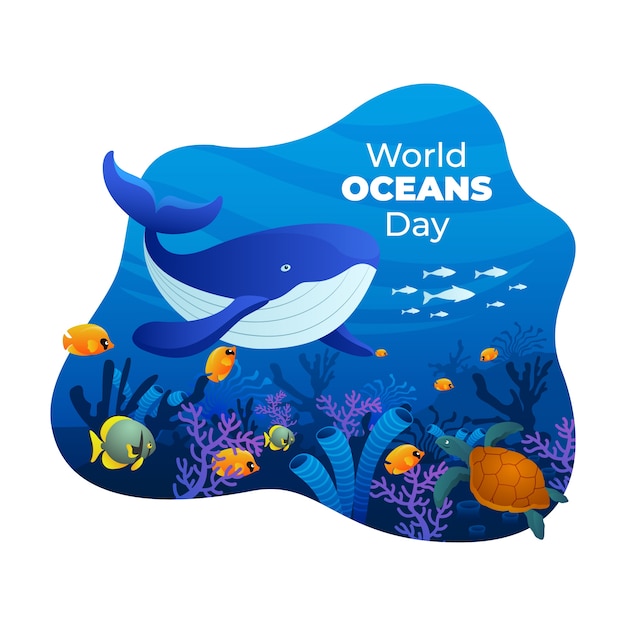 Vektor gradient world oceans day illustration