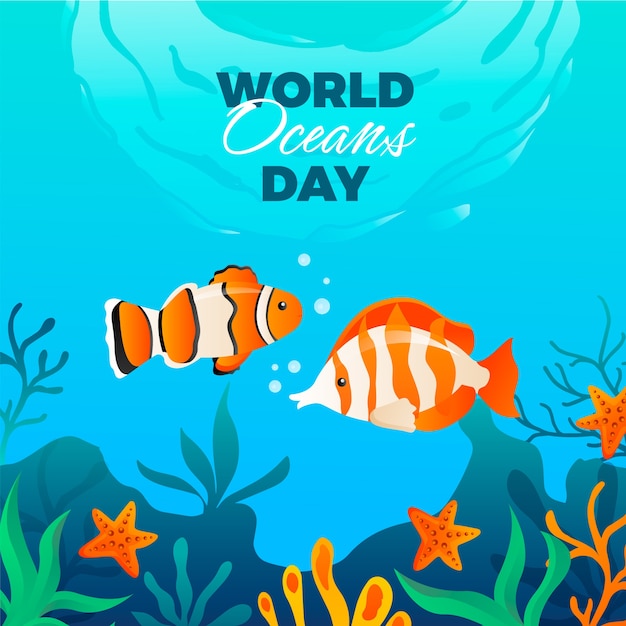 Gradient World Oceans Day Illustration