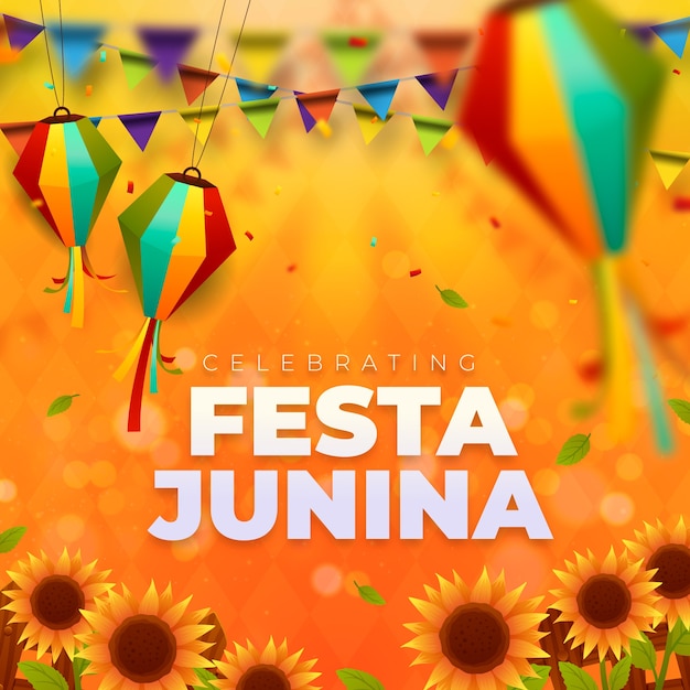Vektor gradiente brasilianische festas juninas illustration