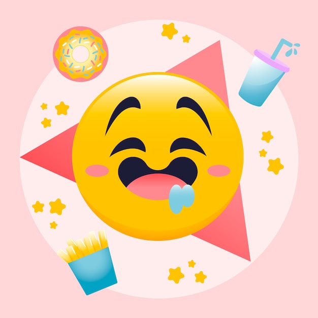 Vektor gradiente hungrige emoji-illustration