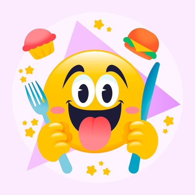 Vektor gradiente hungrige emoji-illustration