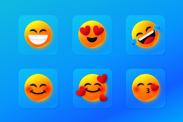 Gradienten-Emoji-Symbole mit verschiedenen Emotionen