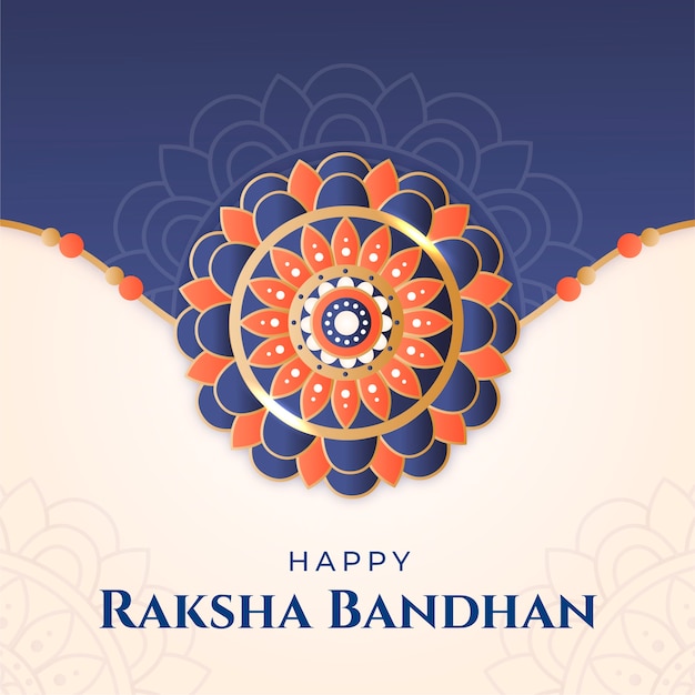 Vektor gradienten-raksha-bandhan-illustration mit amulett