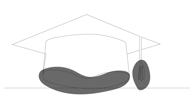 Vektor graduiertenkappe ein durchgehender strichzeichnungsvektor