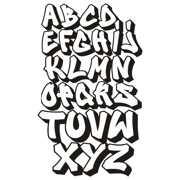 Graffiti-Alphabet mit fett gedruckten Buchstaben