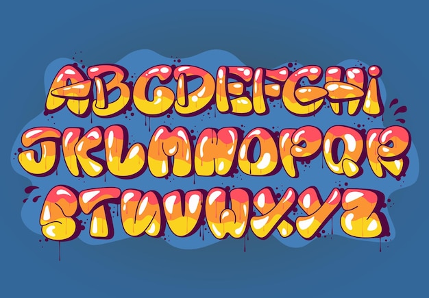 Graffiti-Bubble-Alphabet-Retro-Street-Art-Schriftart