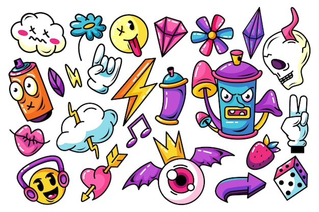 Graffiti-Elemente in handgezeichnetem Design