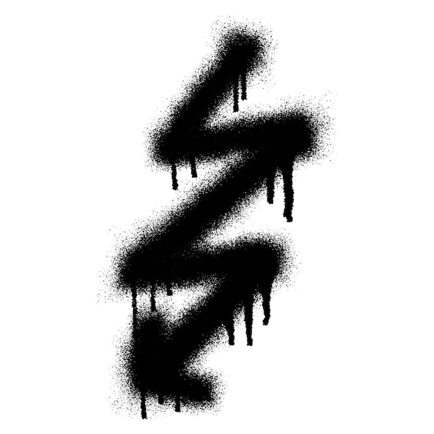 Graffiti-Hochspannungs-Blitzsymbol mit Spray in Schwarz über Weiß.