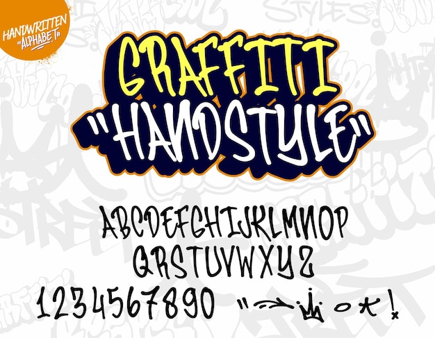 Vektor graffiti-kunst-alphabet. dekoratives graffiti-schriftart-vektordesign