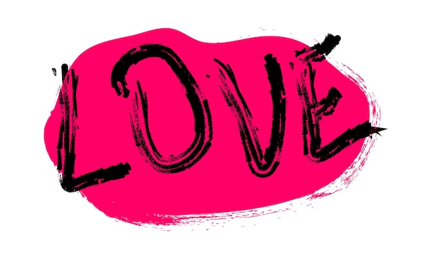 Graffiti-liebeswort auf rosa hintergrund hand gezeichnet