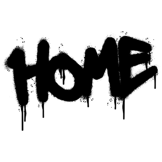 Graffiti nach hause wort gesprüht isoliert auf weißem hintergrund. gesprühte home-font-graffiti. vektor-illustration.