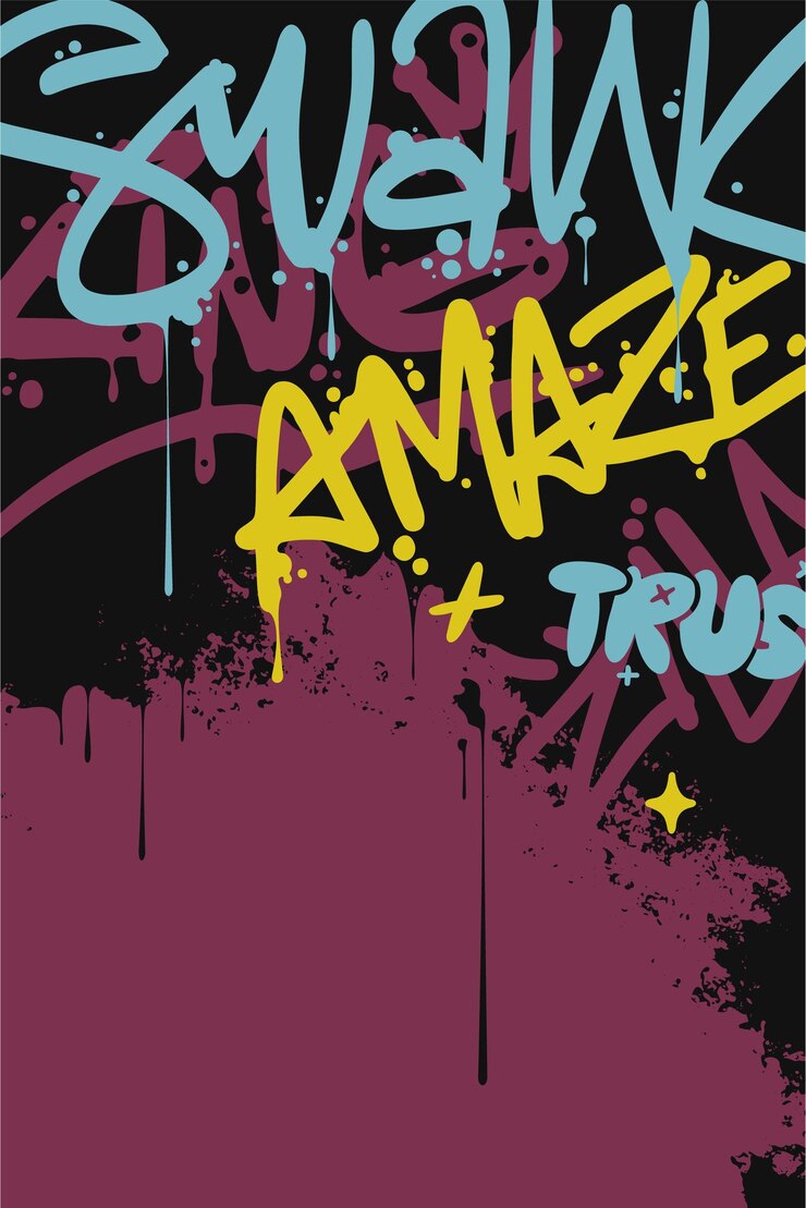 Graffiti-Poster mit farbenfrohen Tags Straßenkunst-Cover in handgezeichnetem Graffitistil Vektorillustration