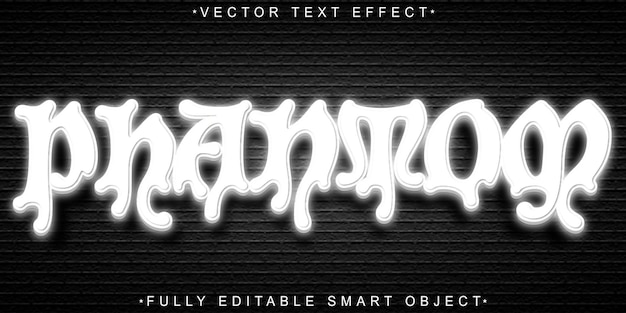 Graffiti Schwarz-Weiß-Phantom-Vektor Vollständig bearbeitbares Smart-Objekt-Text-Effekt