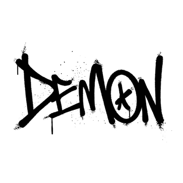 Graffiti-sprühfarbe word demon isolierter vektor