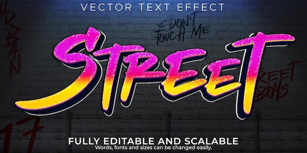Vektor graffiti-texteffekt, bearbeitbarer spray- und straßentextstil